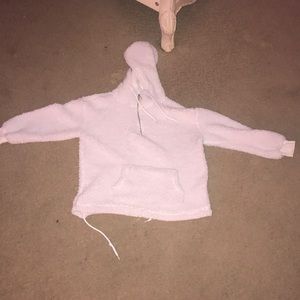 fuzzy white hoodie
